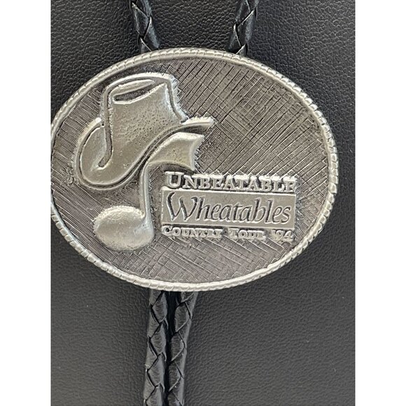 RARE Unbeatable Wheatables Country Tour Music Festival ‘94 Bolo Tie Black A44 - Picture 2 of 11